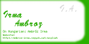 irma ambroz business card